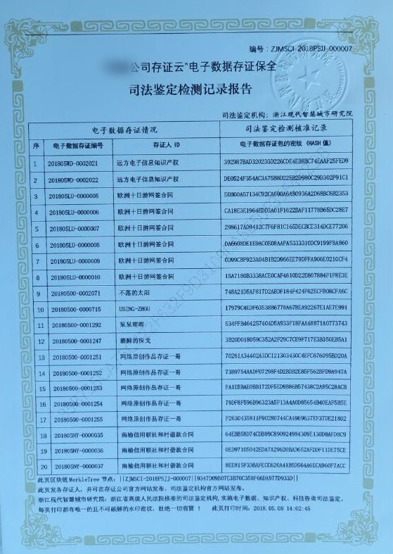 对某存证云-司法鉴定检测报告